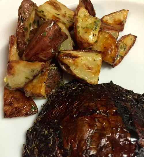 Portabello Steaks and Lemon Herb Potatoes