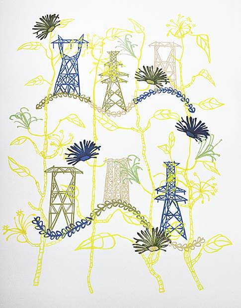 Susan Graham Toile Print 4, 2017 Chine colle paper cut out on cotton