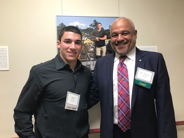 Max (left), Faces of Burke Participant, standing with Barry Jordan MD (right), Assistant Medical Director at Burke rehabilitation