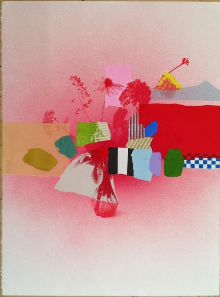 Emily Filler Paper Bouquet (Red + Checkers), 2017 Mixed media on paper