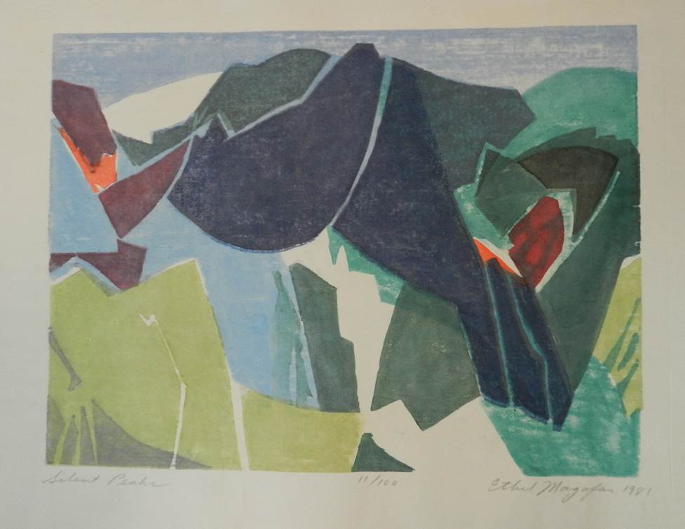 Ethel Magfan Silent Peaks, 1983 Etching