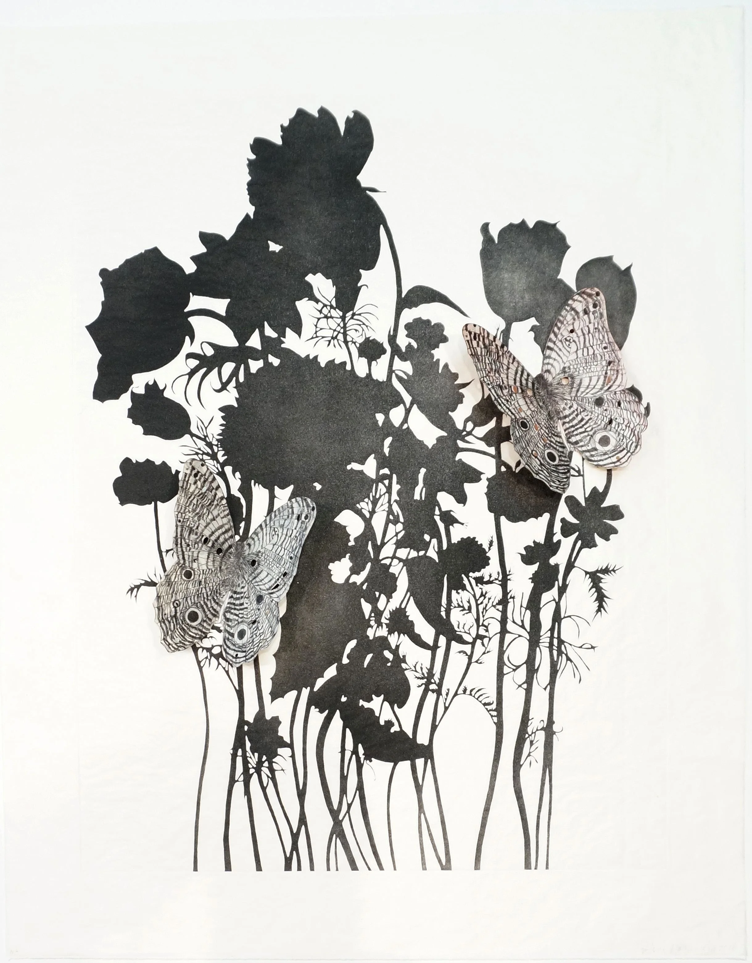 Valerie Hammond Flutter II, 2016 Intaglio on gampi with collage