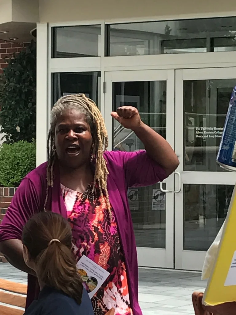 Karen Washington speaking at Montefiore Medical Center on Community Enrichment Day.