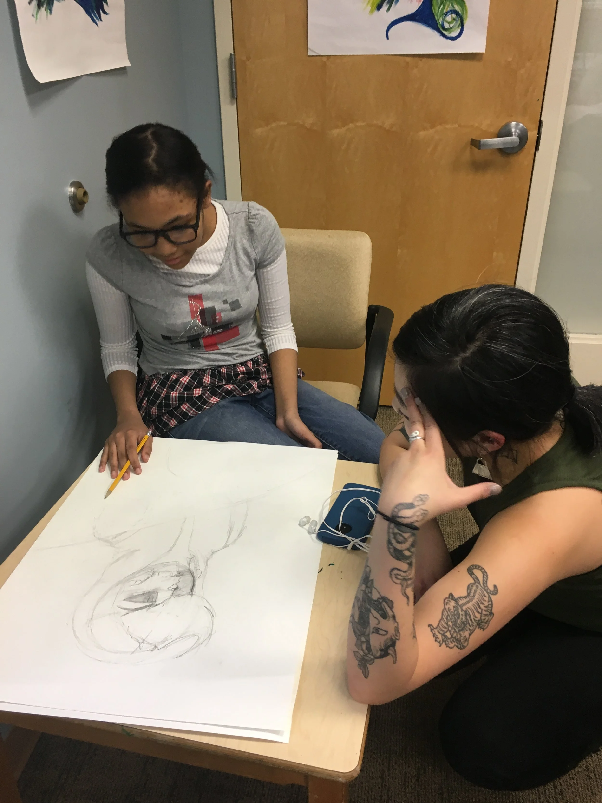 Each YES cycle invites one or more visiting artists to assist and inspire the young artists of the COPD. YES was honored to host visiting artists Anna Park, Guno Park, and Dina Brodsky for the Spring 2019 cycle.