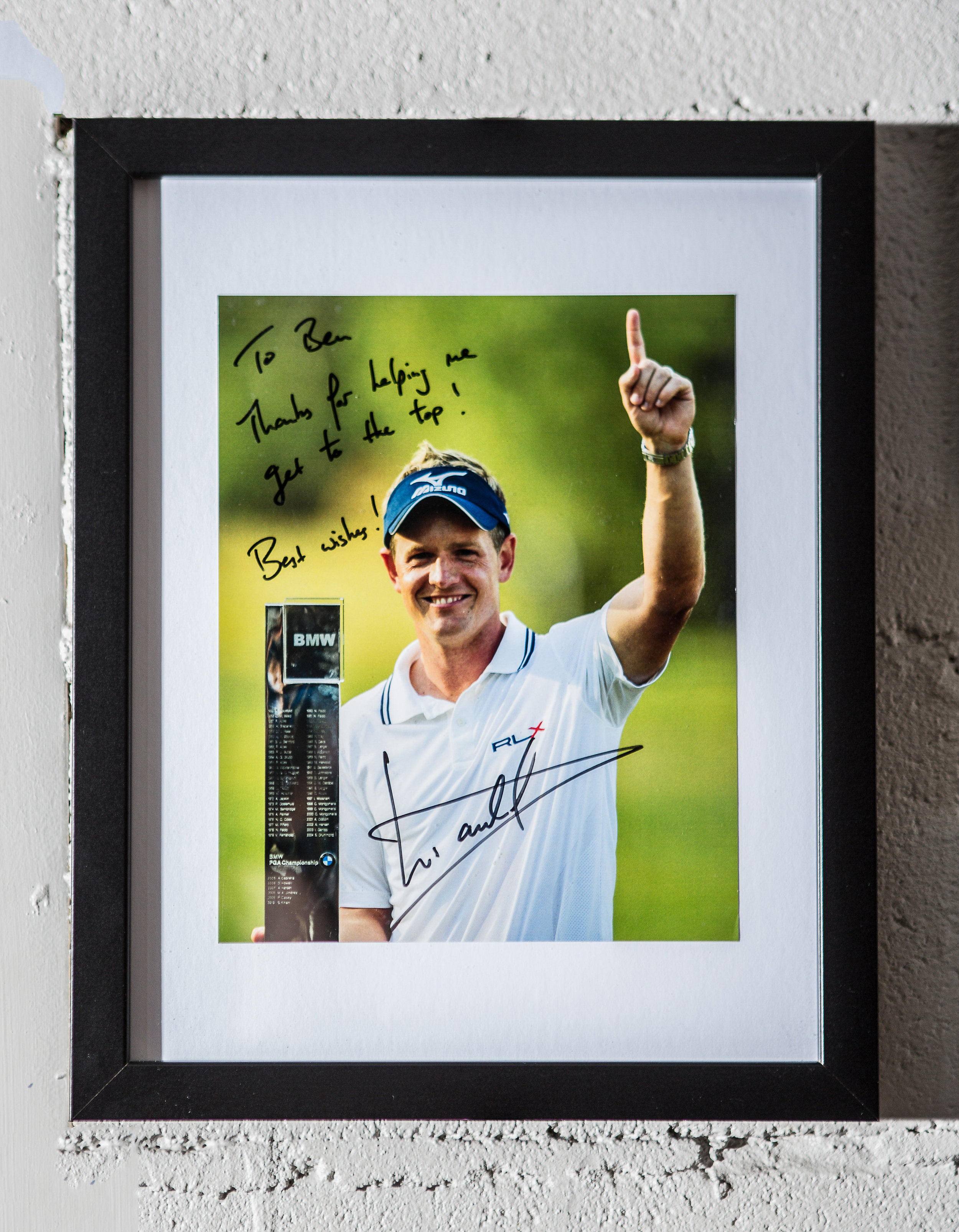 Luke Donald Note for Ben at Athletic Edge