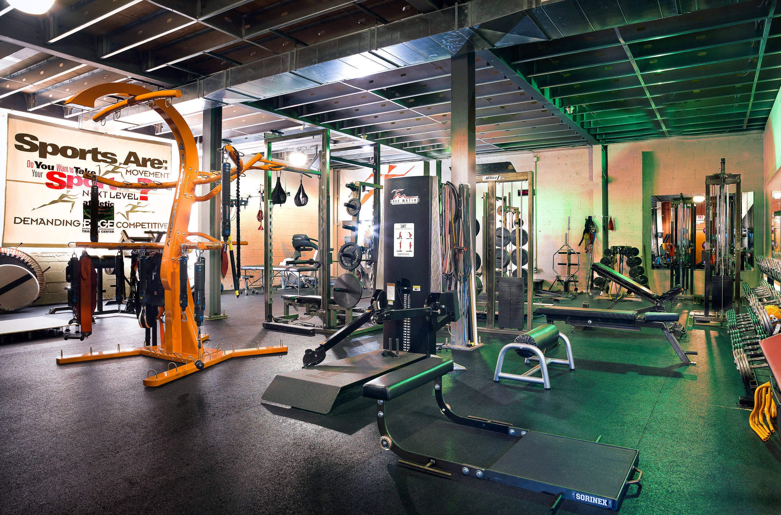 Athletic Edge performance training center's main gym area
