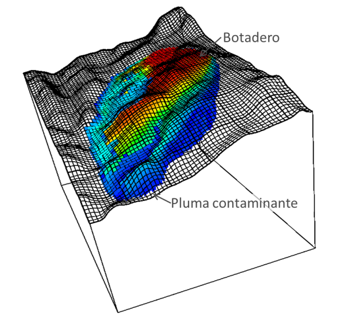 Modeling of a contaminant plume in a mining waste dump