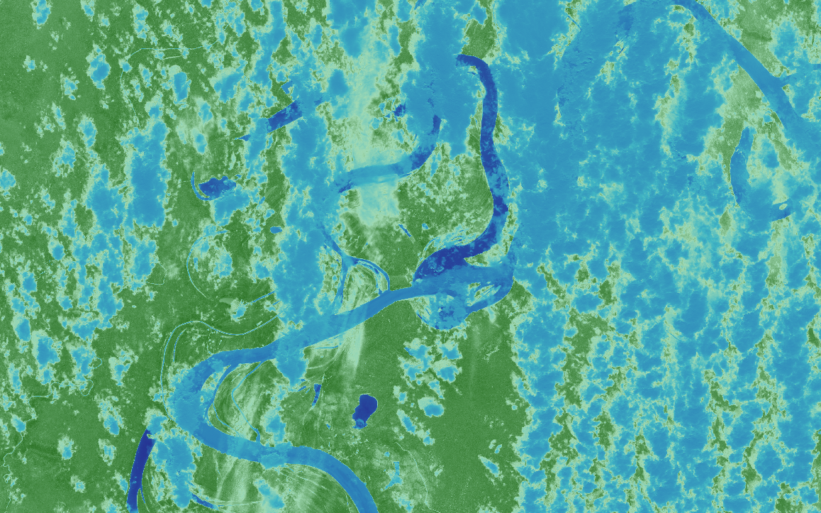 NDVI obtained from the Sentinel 2 bands.
