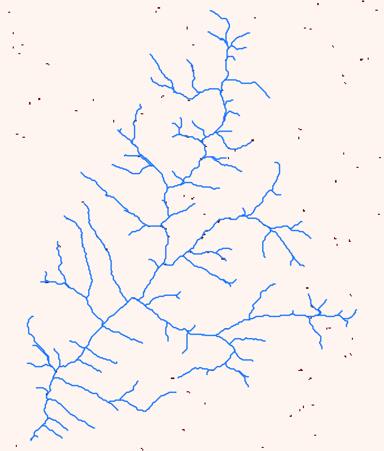 Depressions on the DEM (red pixels)