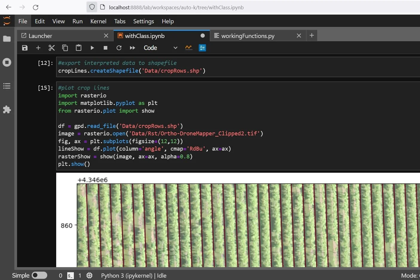 A Python class for crop line recognition with Rasterio and Scikit Image ...