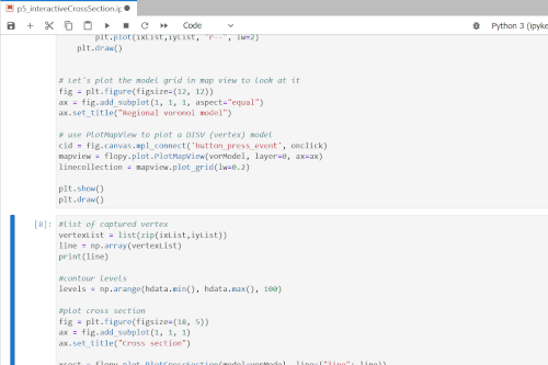 Interactive cross section generator for a voronoi gridded Modflow 6 ...