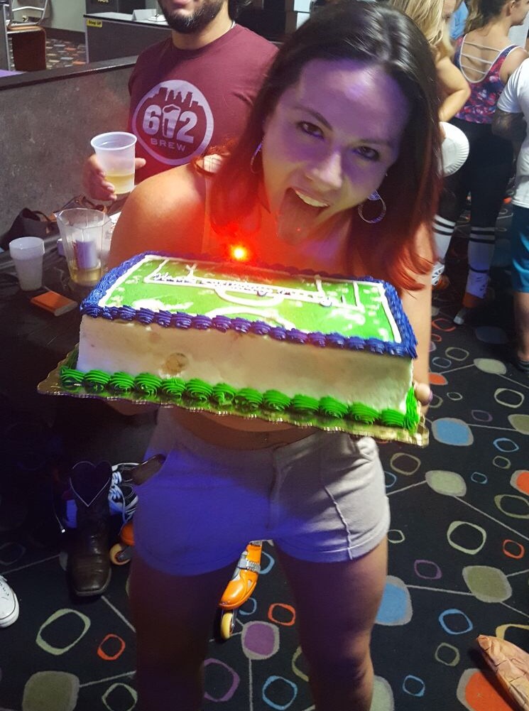 Me being "normal" and sober at my 32nd birthday party, while a friend drinks beer in the background.