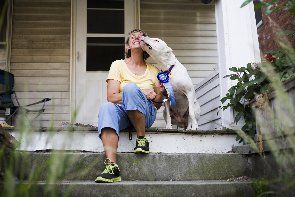 Liz Gaulke and her dog Ditto (for the Sentinel-Tribune)