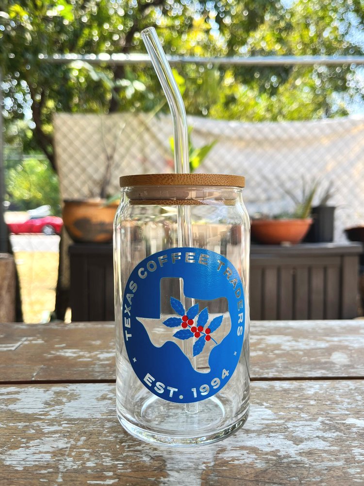 Fourth of July Glass Cup With Bamboo Lid & Glass Straw