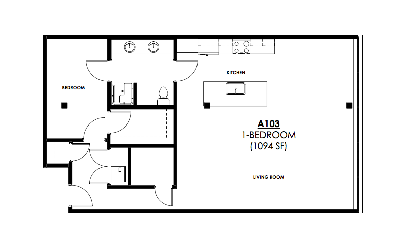  map of 1 bedroom unit 