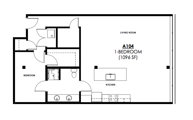  map of 1 bedroom unit 