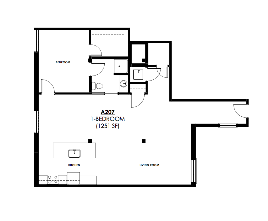  1 Bedroom floor plan 