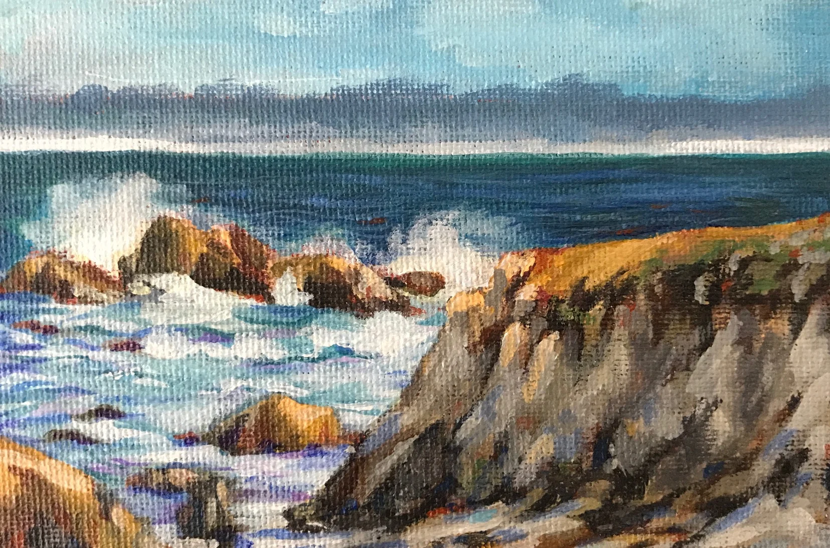 "Here comes the Rain", 6" x 4", acrylic on canvas board (SOLD)
