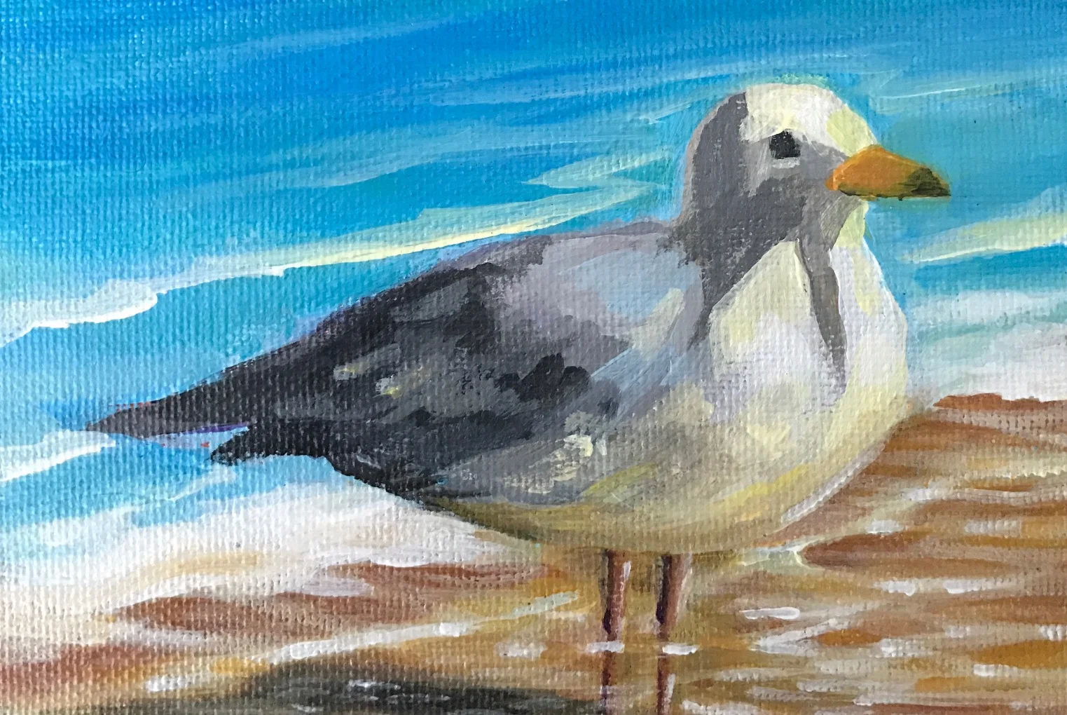 "Waiting in the Water", 6" x 4", acrylic on canvas board (SOLD)