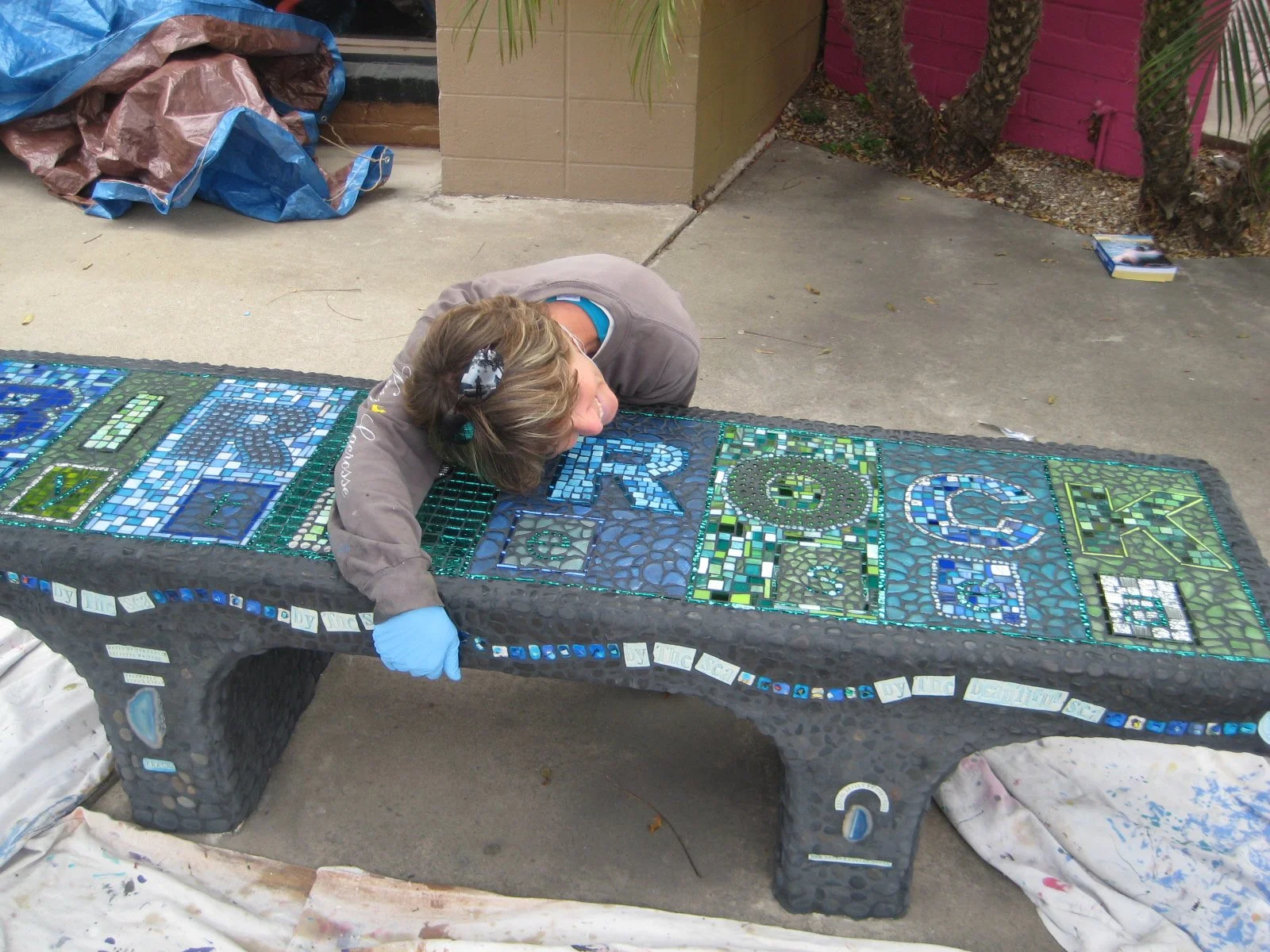 jane hugging bench.JPG