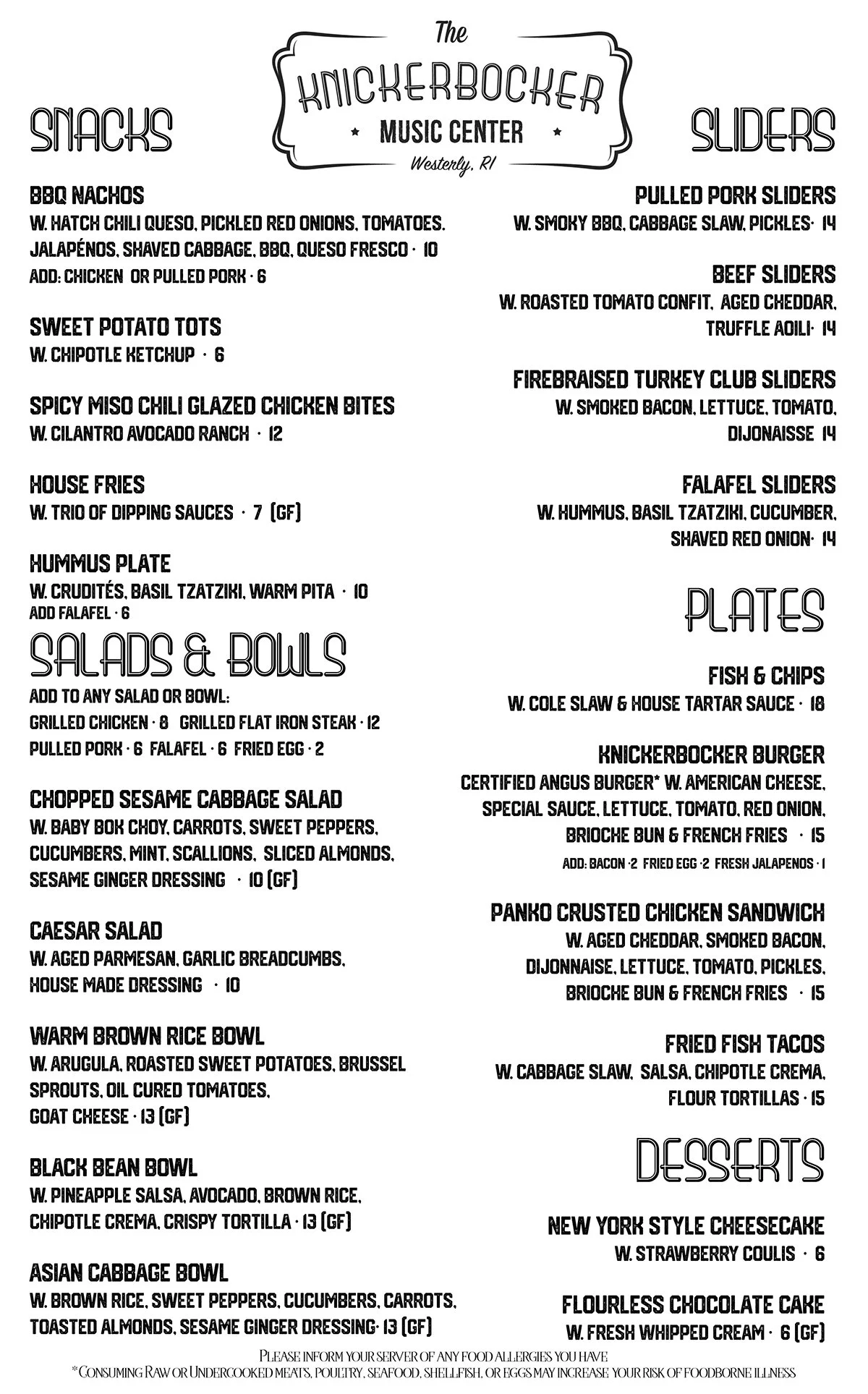 food — Knickerbocker Tap Room