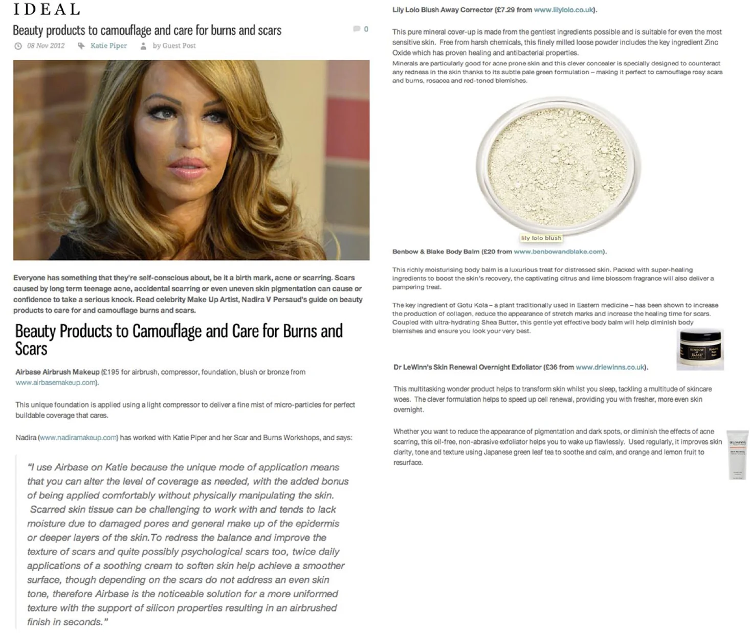 Ideal Magazine, Beauty Products for Burns and Scars