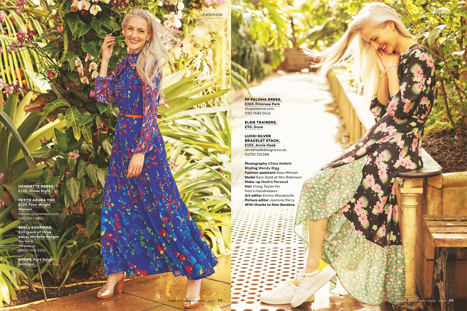 Flower Power Fashions, Saga Magazine, May 2019