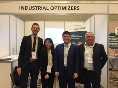 Pictured(left to right) at the IATA Slots Conference, Vancouver: James Gardner (Business Development Manager, Industrial Optimizers); Angela Lugtu (Manager, Network Management, Cebu Pacific); Dio Angelo Alojado (Director, Network Management, Cebu Pacific); Steve Cobb (Business Development Manager, Industrial Optimizers).