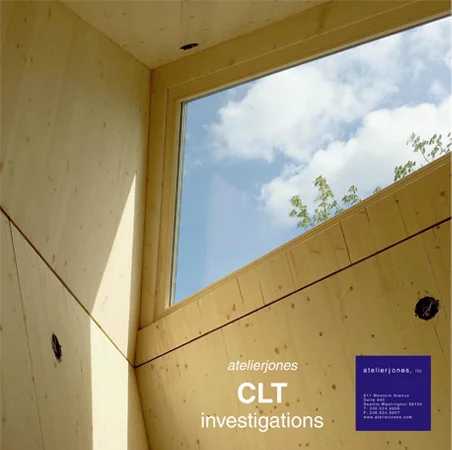 CLT Investigations Emergence of new building technologies and their ability to shape new experiences of space, light and materiality was a hallmark of early modernism. With the appearance of Cross Laminated Timber in central Europe in the mid-1990’s, the opportunity arose again to reconceive spatial and tectonic experiences. Much like the classic kern-form and kunst-form dialectic that Botticher and later Frampton conceptualized, the clunky, crude 8’ x 40’ x 4” pine panel can be transformed into highly evocative experiences of space and light. Additionally, Cross Laminated Timber (CLT) arose as an ecological response and is now being proposed as an alternative to more carbon intensive materials of concrete and steel. Its use promotes timber as a viable building material that if grown, managed, and harvested responsibly, can continue to elevate the region of Cascadia as an innovative culture of highly sustainable strategies. Presented here are two CLT projects in the Seattle metropolitan region designed by atelierjones.