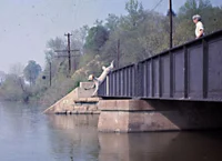 The ultimate poodle retriever, Stonewood Call Me Ishmael jumps from a railroad bridge to retrieve a boat bumper!