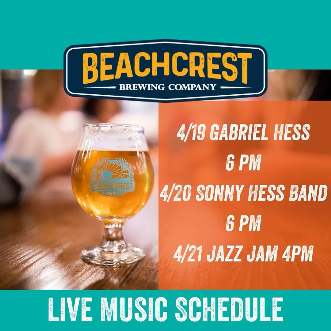 The music lineup this weekend is gonna be 🔥. Join us Friday, Saturday and Sunday for live tunes in the Tsunami Room. 

🎤Gabriel Hess-Friday April 19th 6 pm plays country-singer songwriter-soul
🎸Sonny Hess Band- Saturday April 20th at 6 pm plays ro