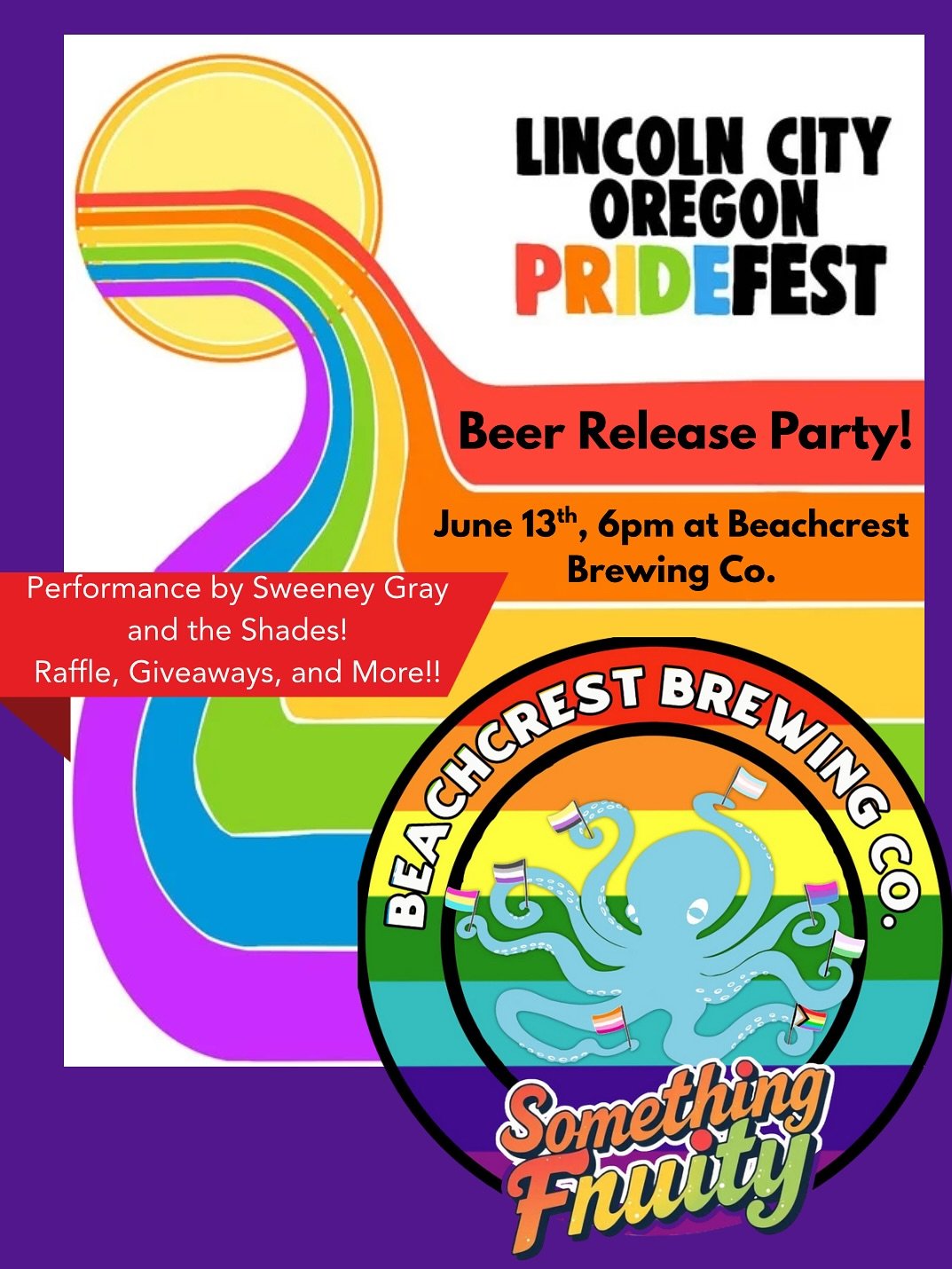 We&rsquo;re celebrating PRIDE month at Beachcrest with a very special beer release on Friday, June 13th.  Join us to sip our brand new release, Something Fruity, a light ale with passion, blood orange and guava juices.  @sweeneygray will provide musi