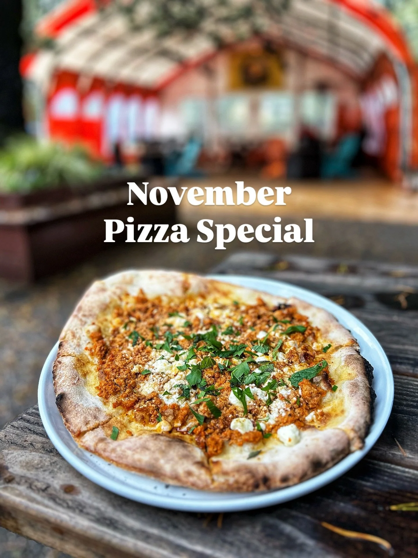 Introducing the November Pizza Special: Lamajoun- house made sourdough crust topped with Armenian style braised turkey sauce &amp; feta cheese- finished with pomegranate molasses, toasted walnut oil &amp; fresh green herbs

#beachcrestbrewing #oregon