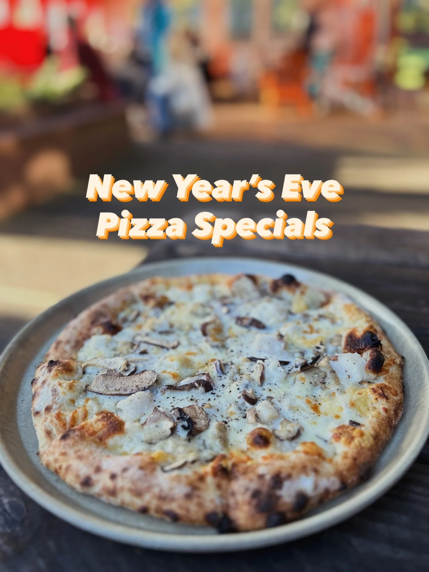 New Year&rsquo;s Eve Pizza Specials: Let it Brie-white sauce, mozzarella blend, bacon &amp; brie finished with fresh arugula, hazelnuts &amp; hot chili honey. 

St. Jacques- white sauce, mushrooms, sea scallops, mozzarella blend &amp; parmesan cheese