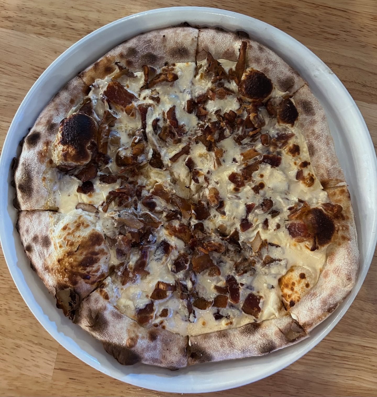 HalftoberCrest Pizza Special- the Fr&uuml;hjahr-beer cheese sauce, honey smoked bacon &amp; herbed chanterelles
🍕🪗🍻🍕🪗🍻🍕🪗🍻🍕🪗🍻