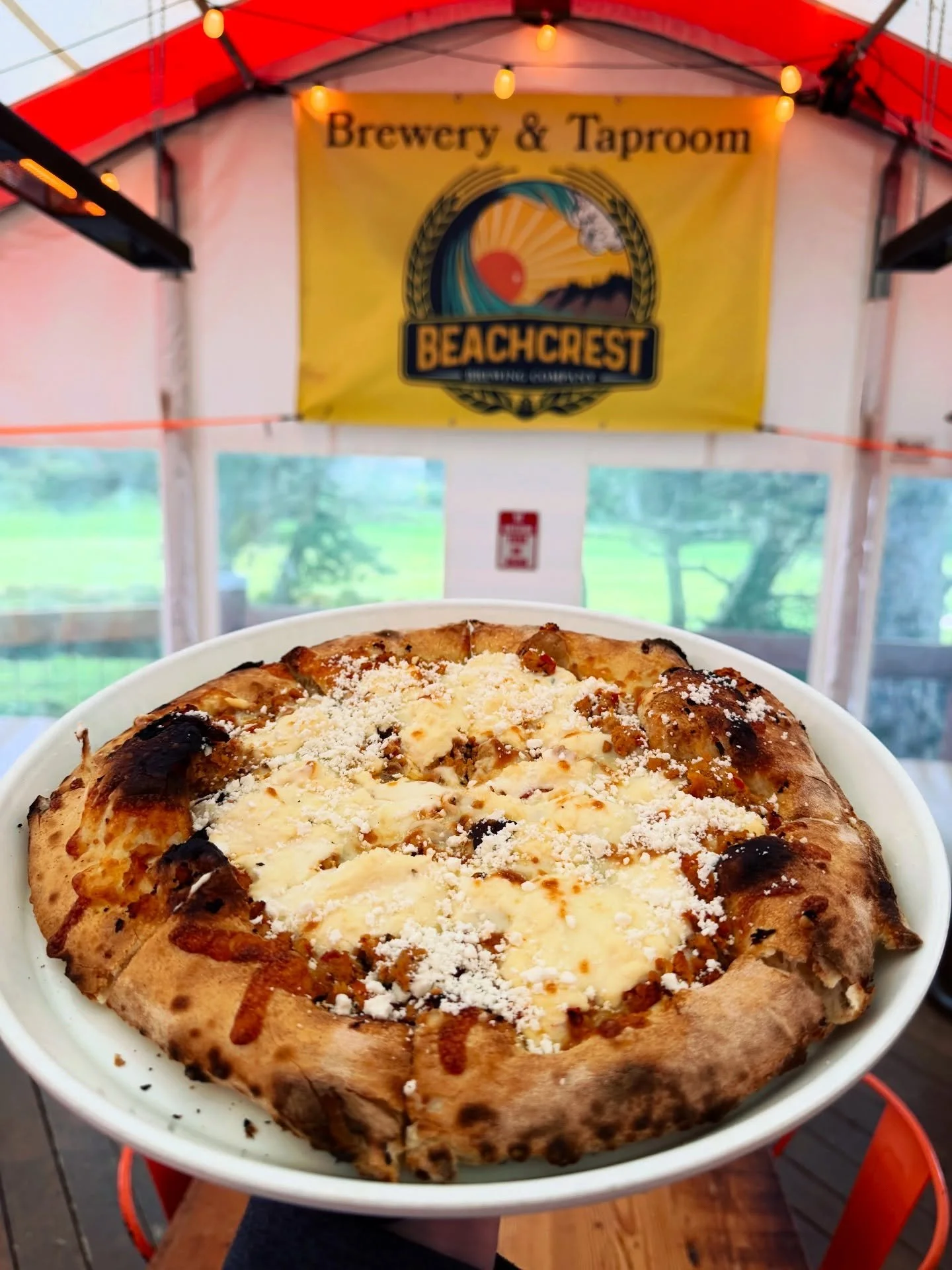 ✨Pop Up Pizza Special🍕

The Cheesy Lamajoun- sourdough crust topped with Armenian-style braised turkey sauce, ricotta, mozzarella cheese blend, and finished with ricotta salata