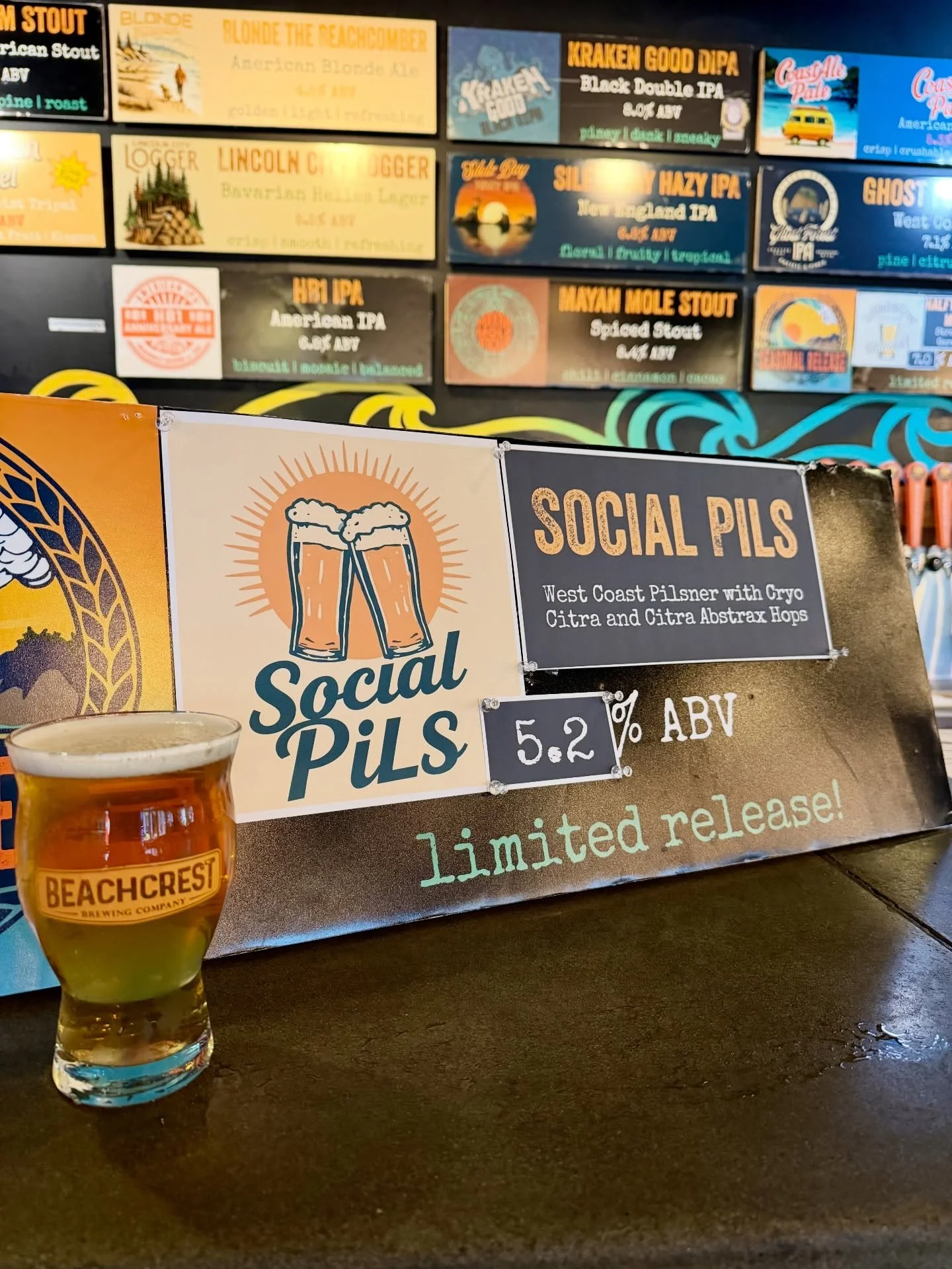 New Beer Release!🍺

New on tap today the Social Pils a West Coast Pilsner is a highly crushable American lager crafted with only Cryo Citra and Abstrax Citra hops. 

This pilsner was made to crush with friends on a sunny deck, at a beach bonfire, or