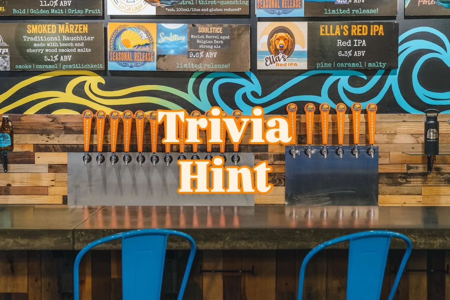 It&rsquo;s Wednesday and that means it&rsquo;s time for Trivia!  Join us tonight with your team of up to six at 6 pm to play. All ages welcome. No fee to play. Just good vibes. 

HINT - The answer to the question below, will be an answer to a differe
