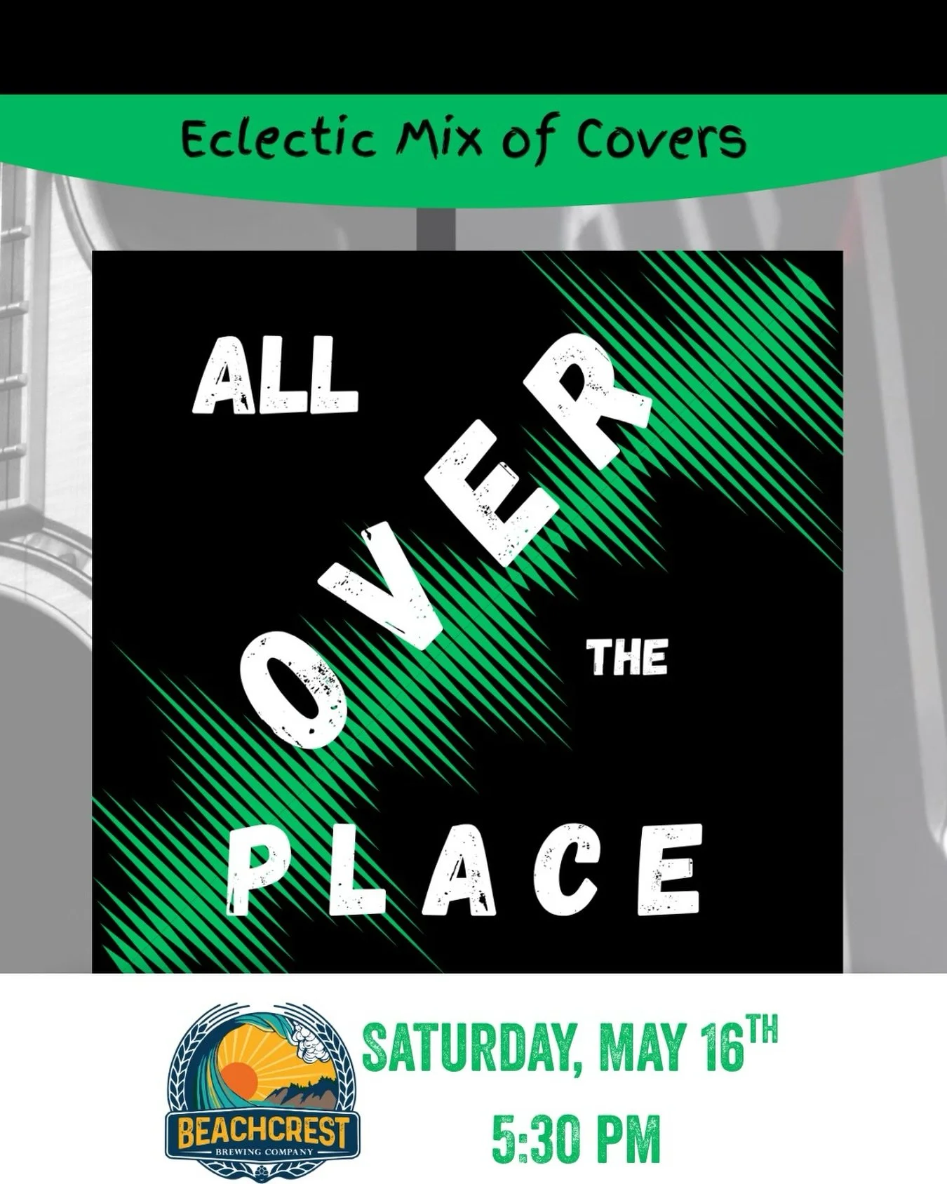 Join us for live music in the Tsunami Room this Saturday night at 5:30. The All Over the Place duo plays an eclectic mix of your favorite covers. Get ready to sing a long and have a great time. 
🌊🎶🍕🍻

All ages welcome. No cover charge.