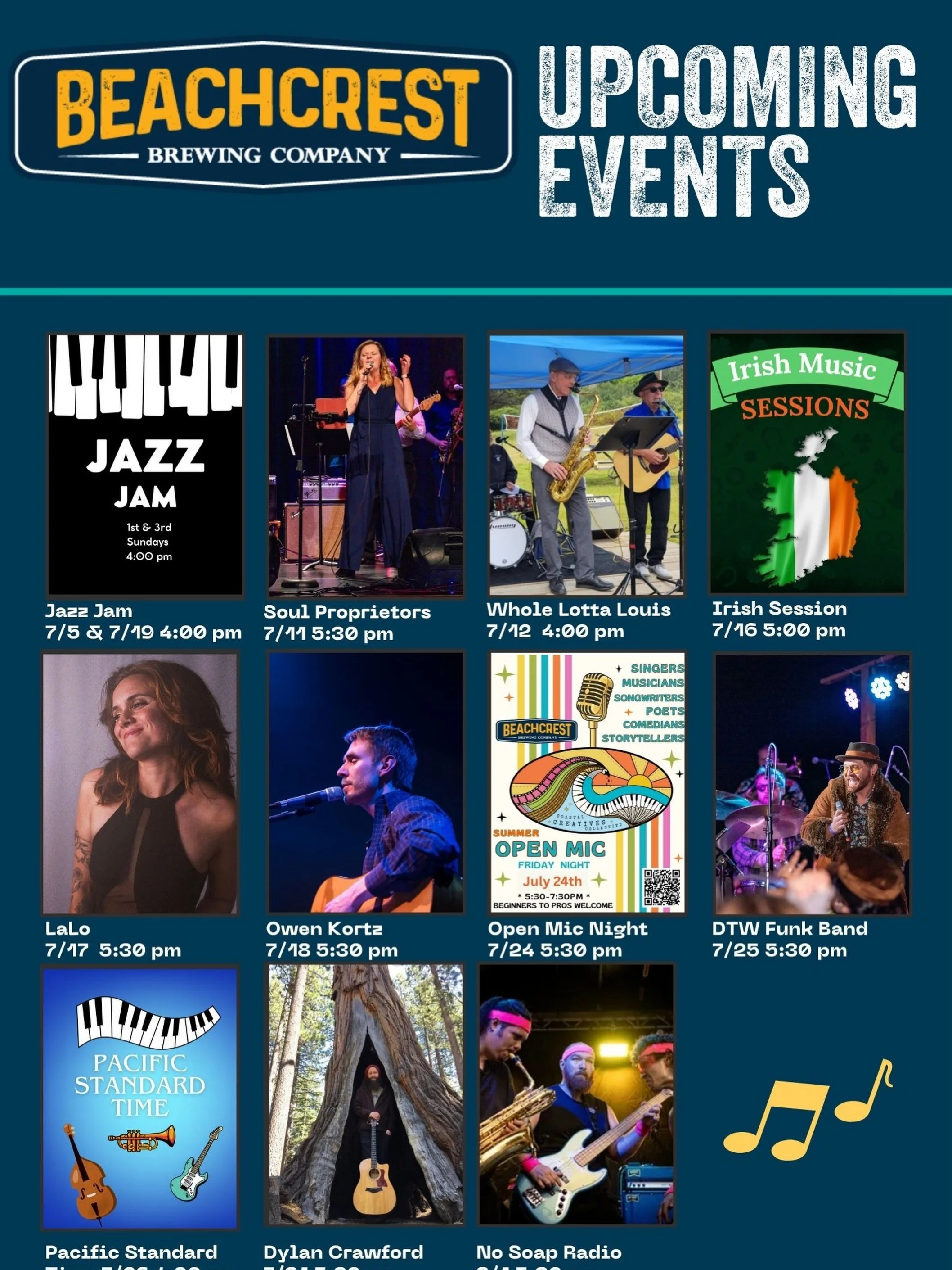 Lots of awesome live music on the schedule this month! We&rsquo;re featuring new bands like @lalo_lauralobosco and @nosoapradiopdx and have returning favorites; we&rsquo;re looking at you @dtwproductionspnw Soul Proprietors Oregon Coast, @dylan_crawf