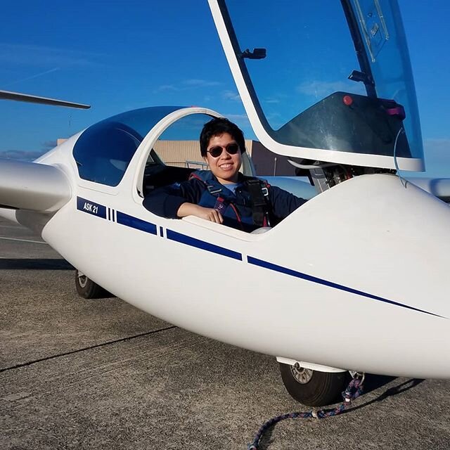 Livvie took her her first solo flight yesterday as well. Congratulations, Livvie! .
.
.
#glider 
#firstsolo 
#sailplane
#femalepilot