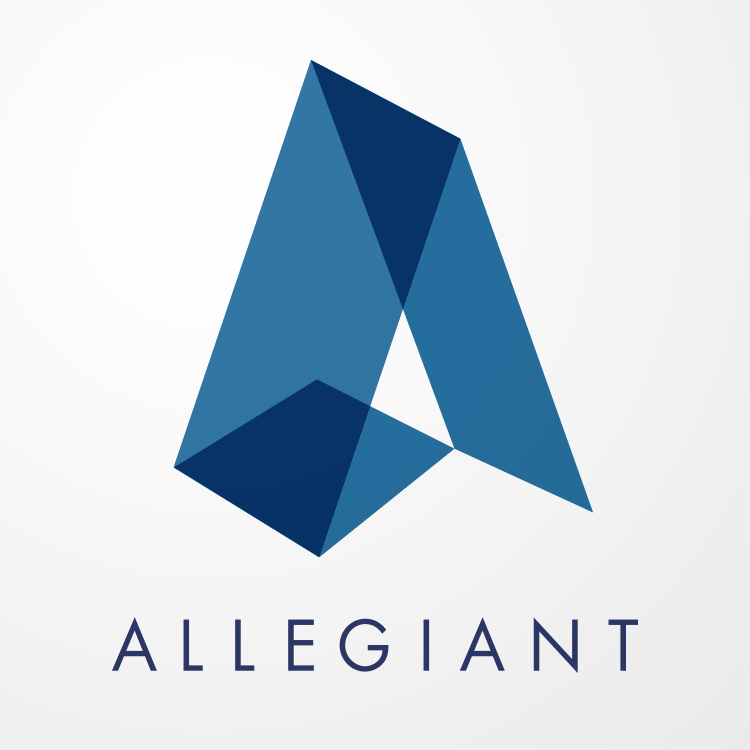 Animated GIF showing three distinct logo designs for Allegiant, Sunbury, and Clockwork.