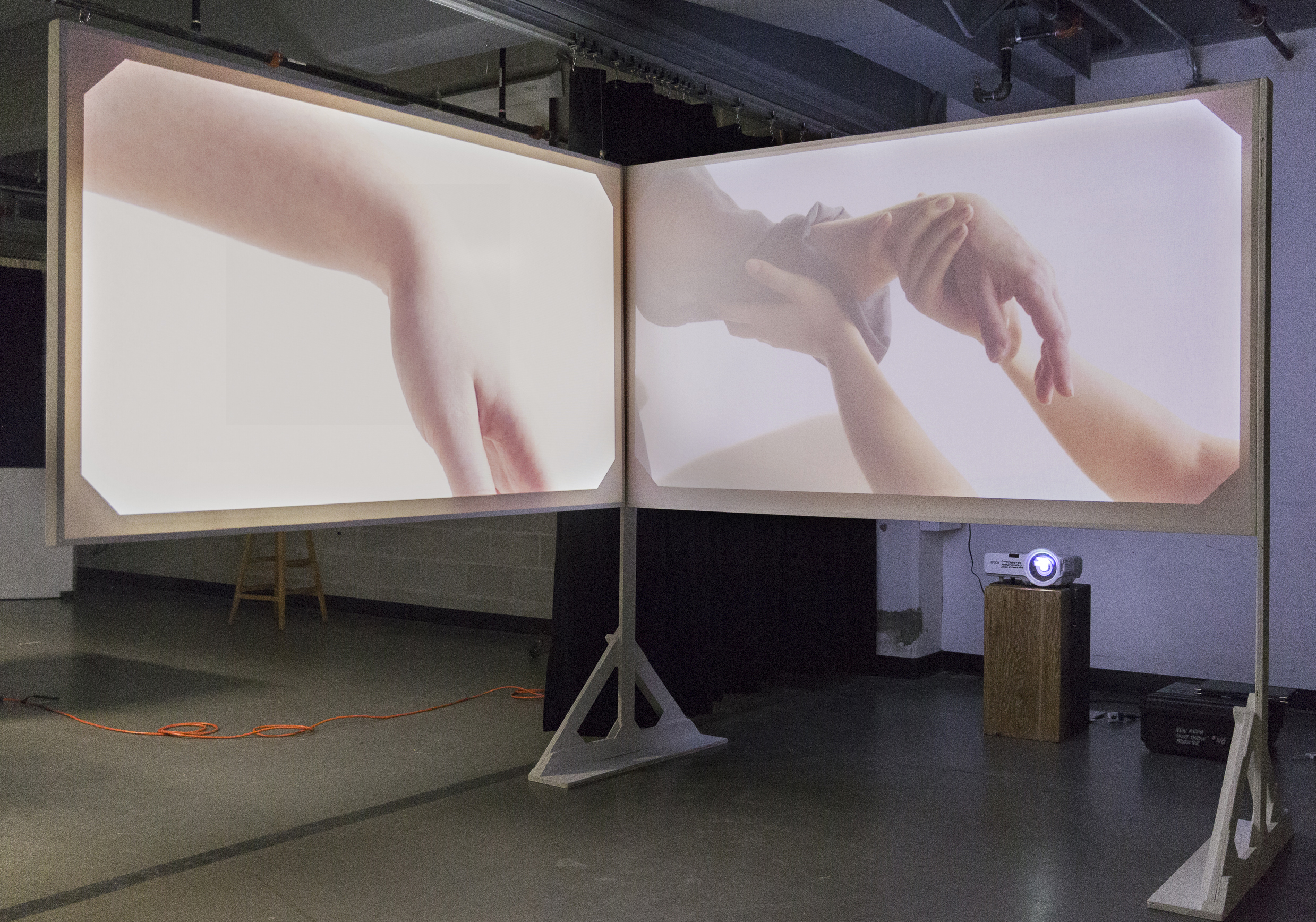  An installation shot of the two films 