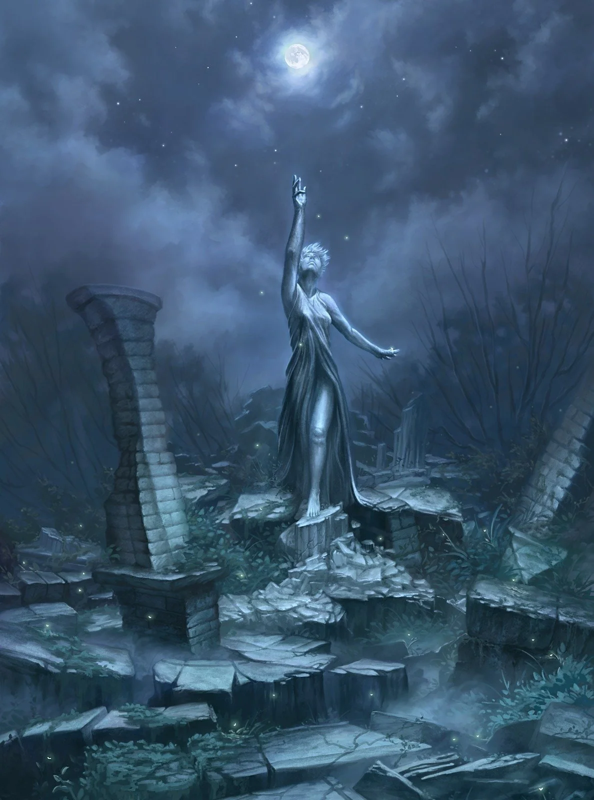The Longing

At the end of a shattered and overgrown road The Longing remains. Though her world crumbles, she still stands- not in defiance, nor in grief&mdash; but yearning. Some say she still remembers a promise the moon made, long ago.