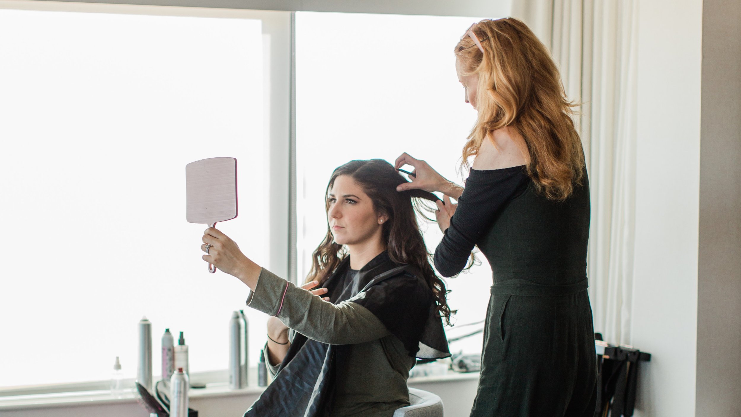 Bride and hair artist