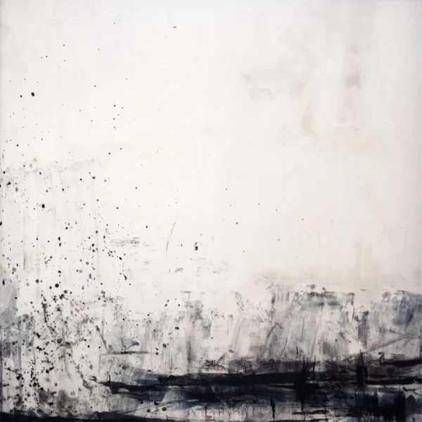 Snowstorm on the Glacier : encaustic, oil paint, cold wax on rag paper : 40"h x 40"w, framed
