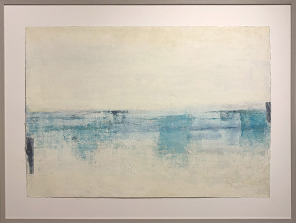 Unencumbered Reflection : 40”h x 52”w framed, 30”h x 42”w, unframed : oil pigment stick, cold wax : $2560 by Lynda Cole