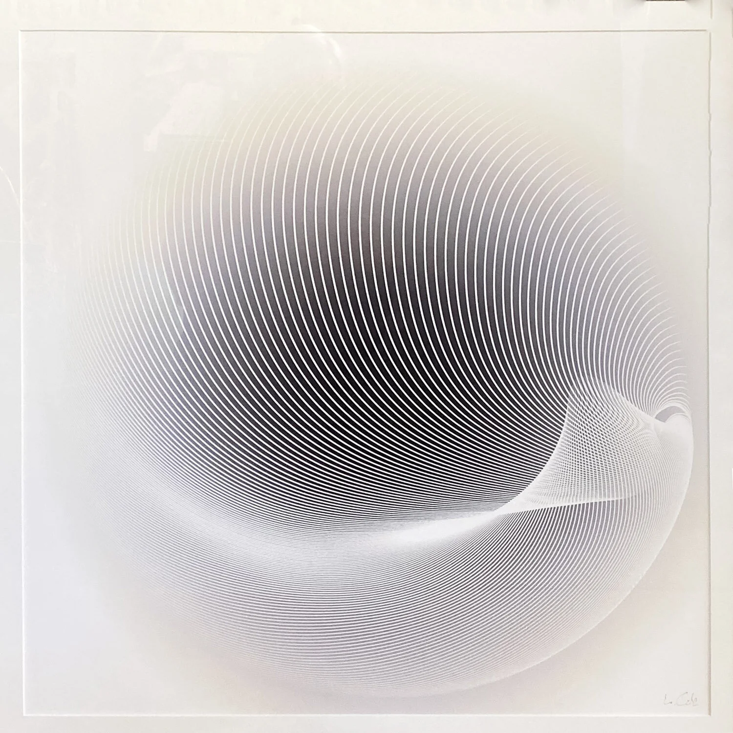 Optical Recess : original digital drawing, pigment ink on archival paper : edition of 25 : 26”h x 26”w framed, 23”h x23”w print size : $600 : by Lynda Cole