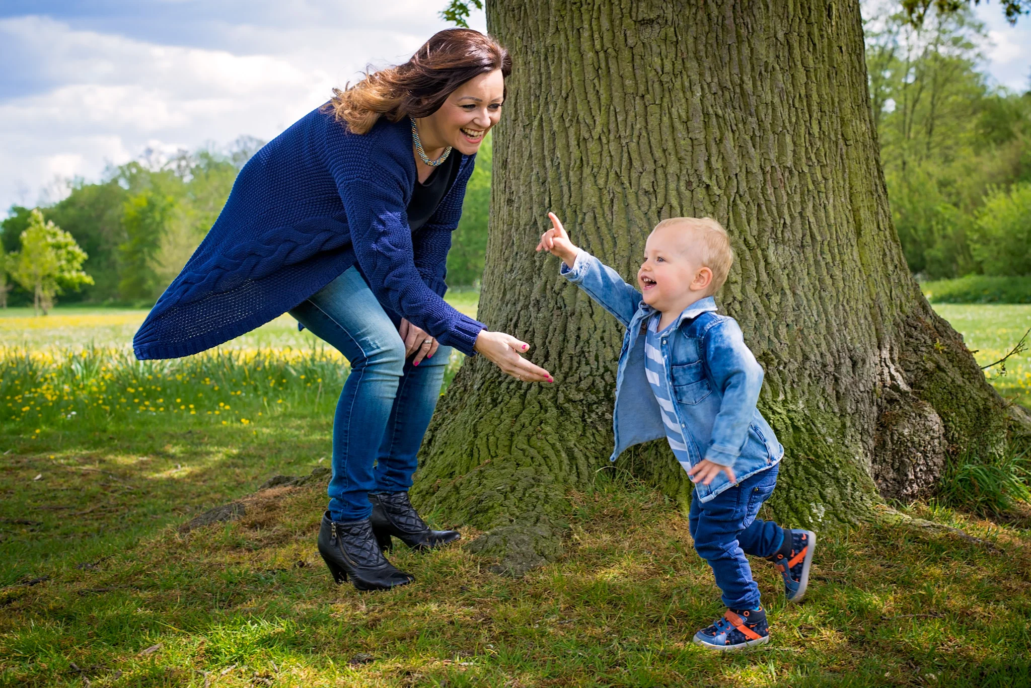 Mum and son running around in the park | Family Photography