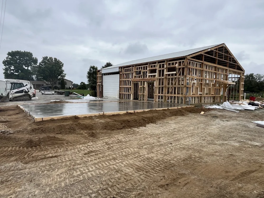 Concrete slab for the new freezer and cooler